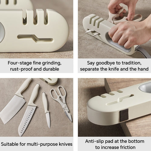4 in 1 Kitchen Knife Sharpener Non-slip Multi-functional Knife