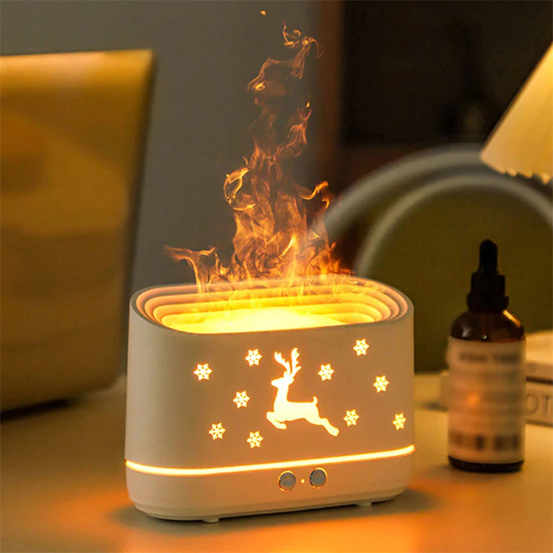 Elk Whisper Diffuser Lamp - Flame & Mist Christmas Decor
