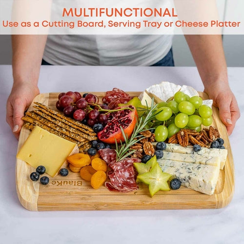 Large Wood Cutting Board for Kitchen 14x11 inch - Bamboo Chopping
