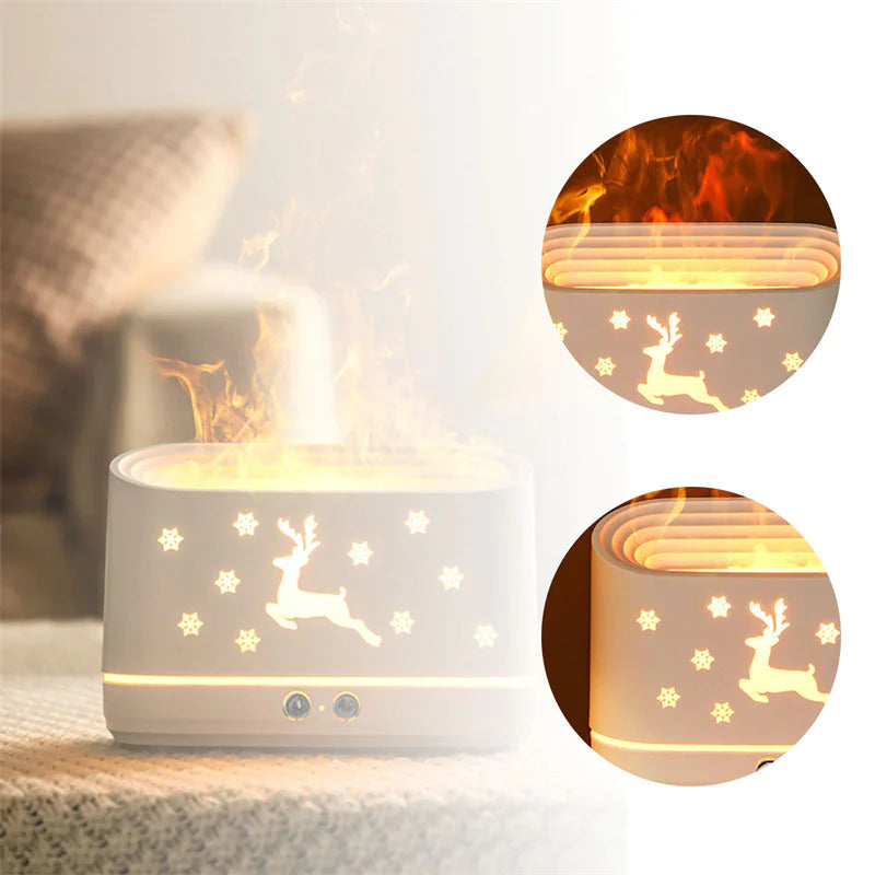 Elk Whisper Diffuser Lamp - Flame & Mist Christmas Decor