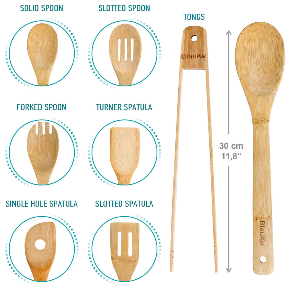 Bamboo Kitchen Utensils 7-Piece Set