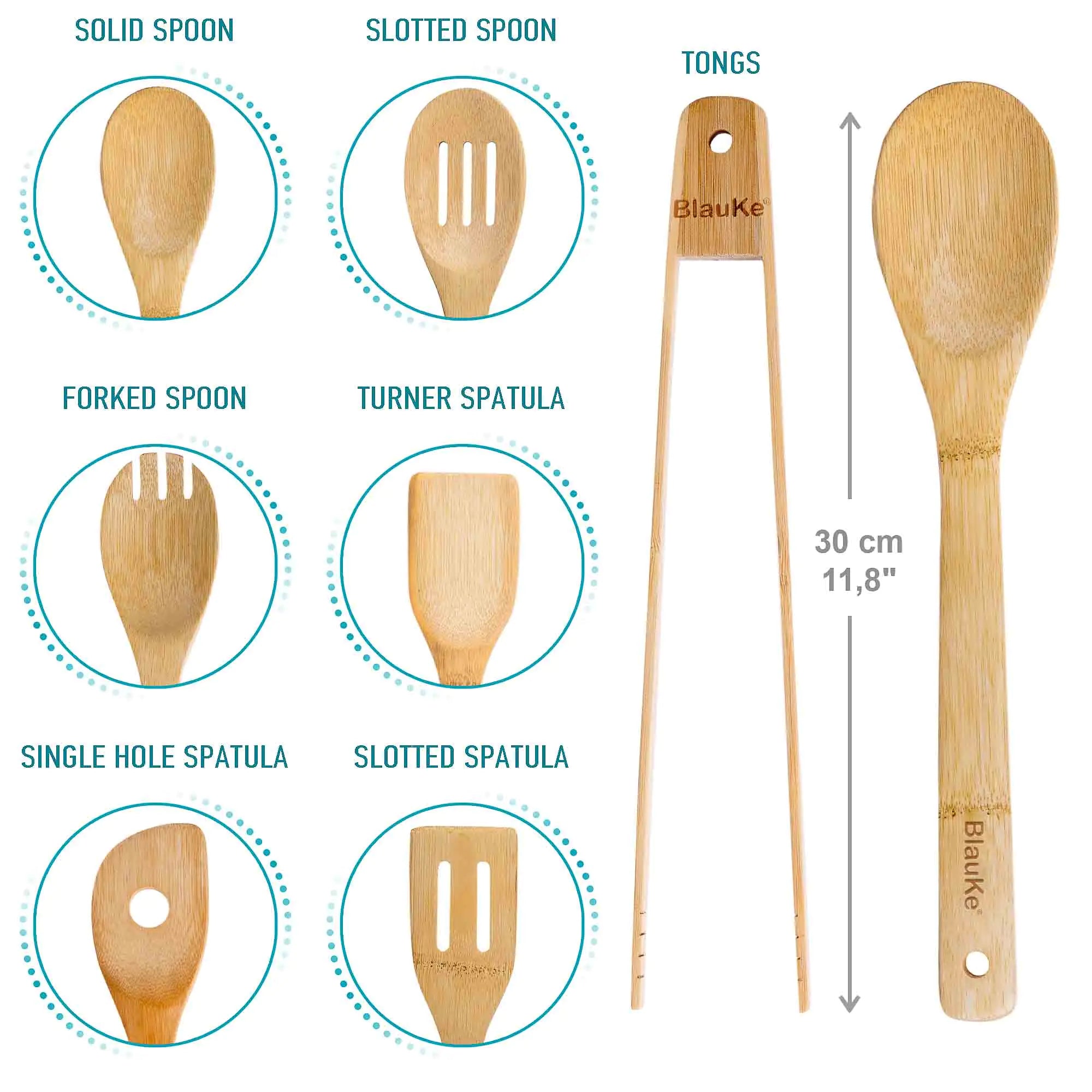 Bamboo Kitchen Utensils 7-Piece Set